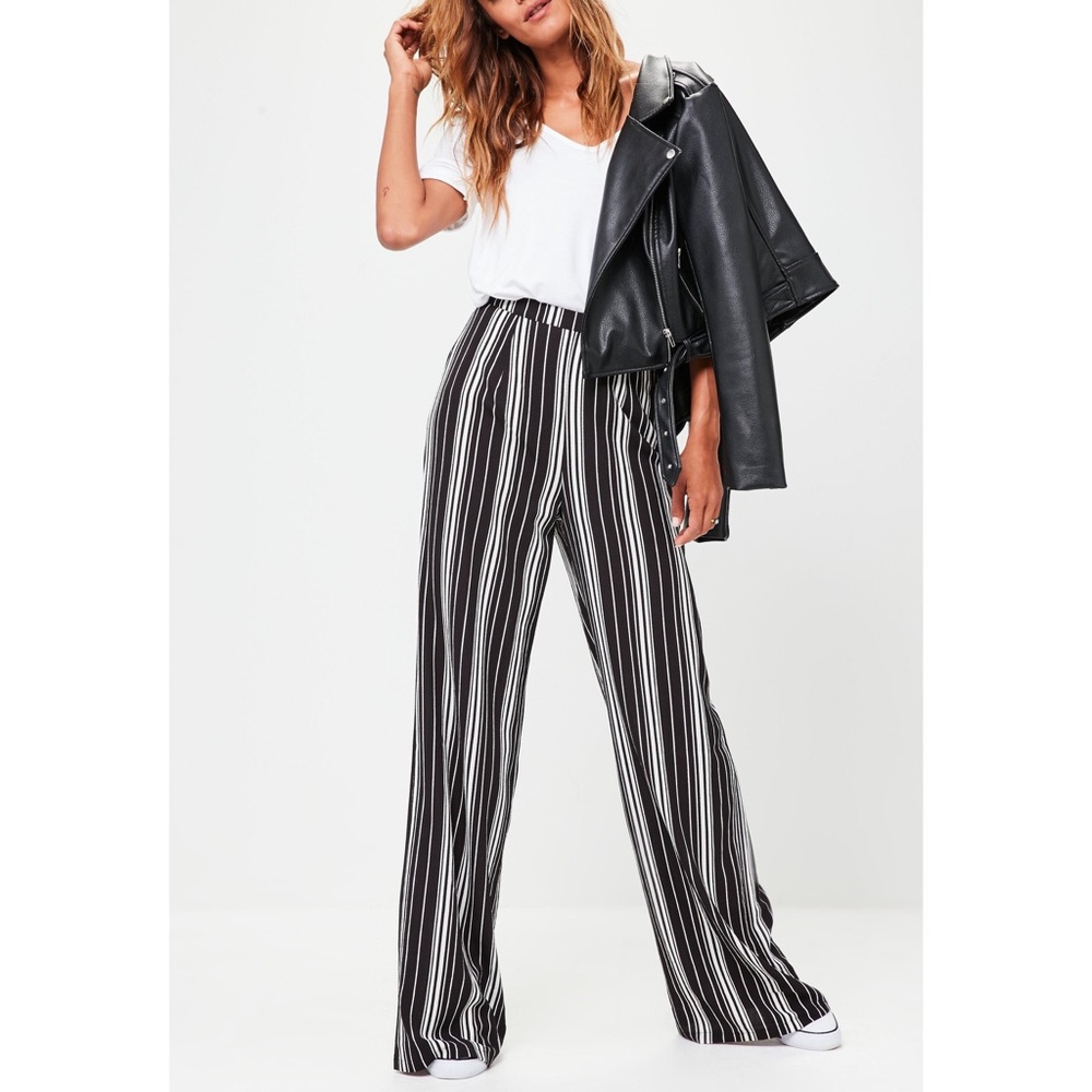 Missguided Tall Stripe Wide Leg Trousers